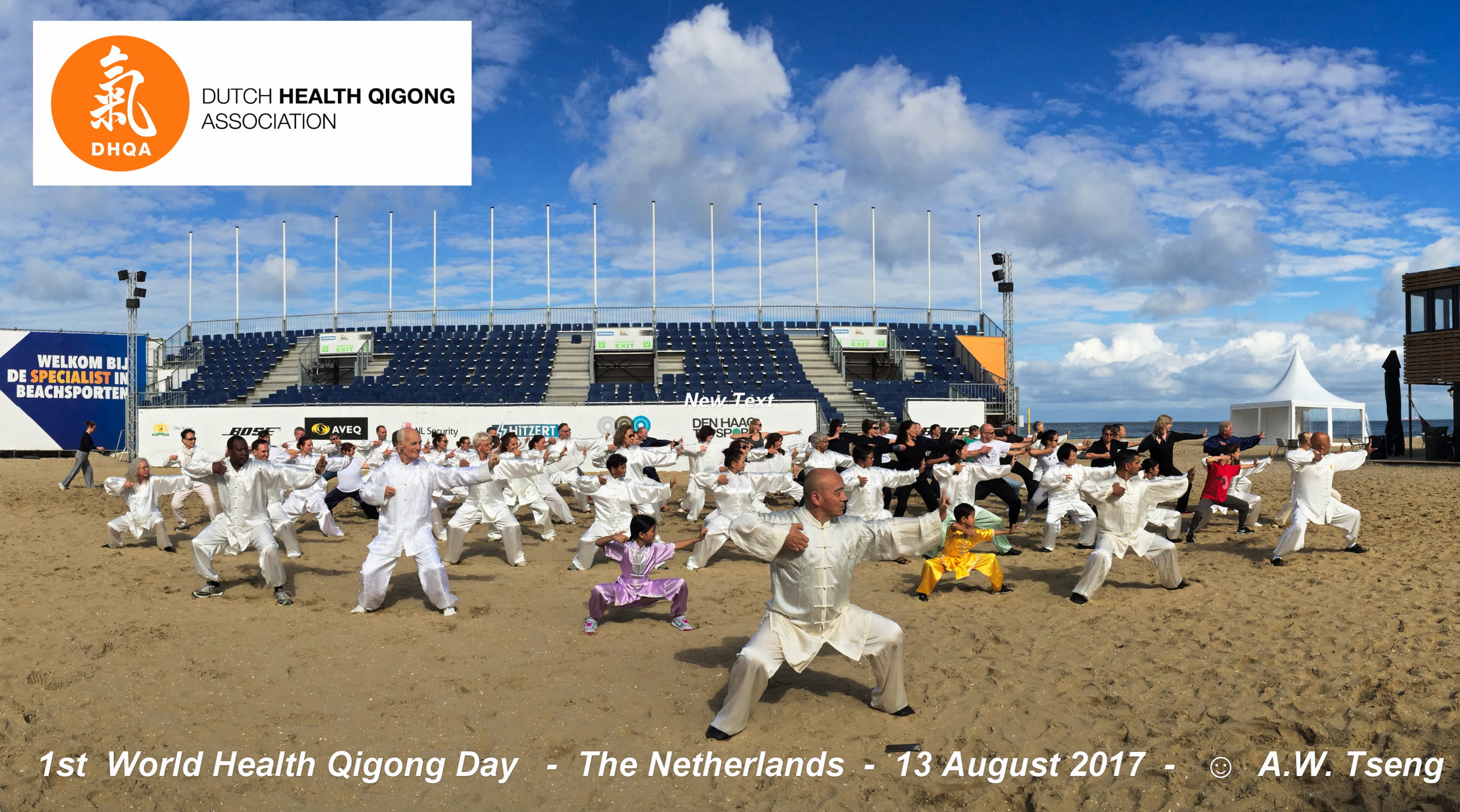 First World Health Qigong Day held at the Beach Volleyball stadion of The Hague in The Netherlands